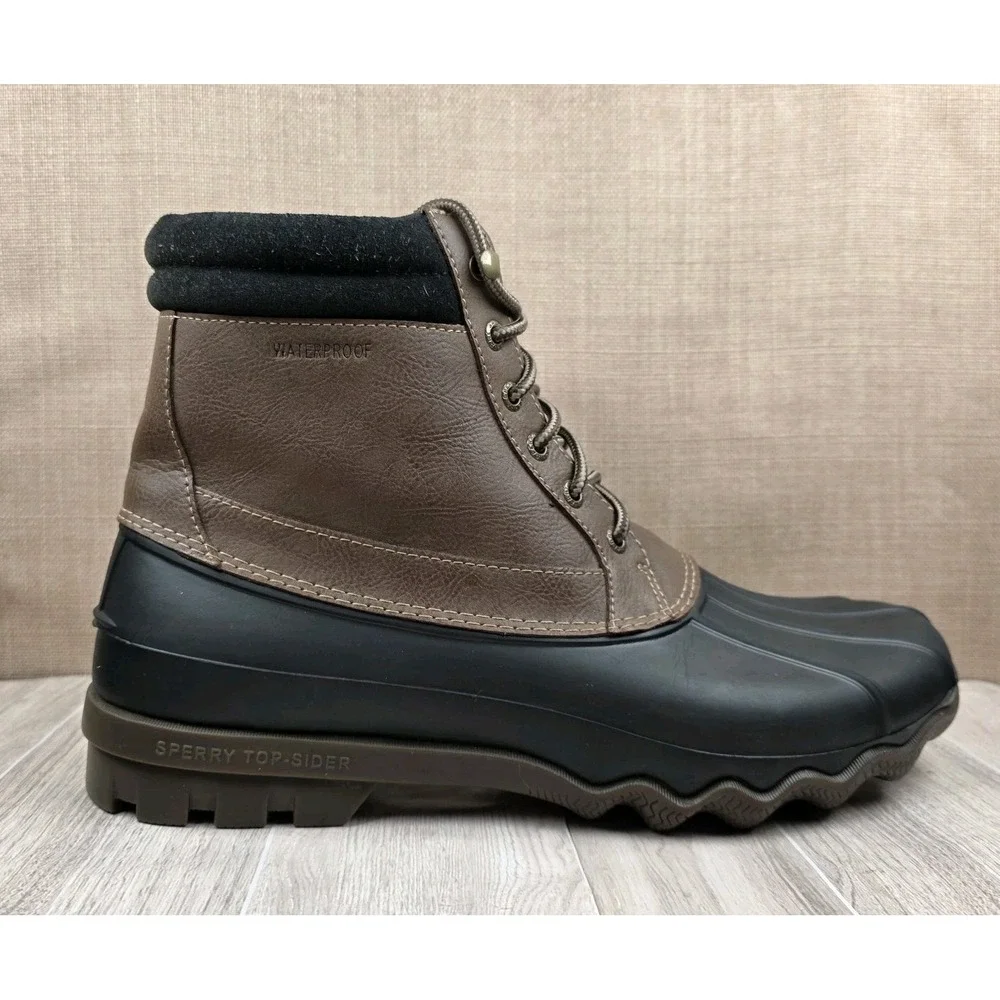 Sperry Top-Sider Brewster Mens 10M Waterproof Duck Brown Leather Lace Up Boots